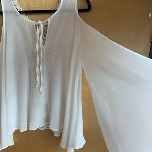 Chiffon Belle-Sleeve Blouse